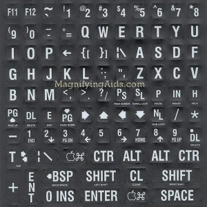 Large Computer Keyboard Stickers - White on Black