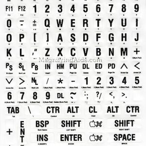 Large Computer Keyboard Stickers - Black on White