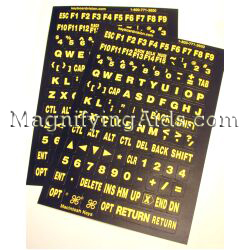 Large Computer Keyboard Stickers - Yellow on Black