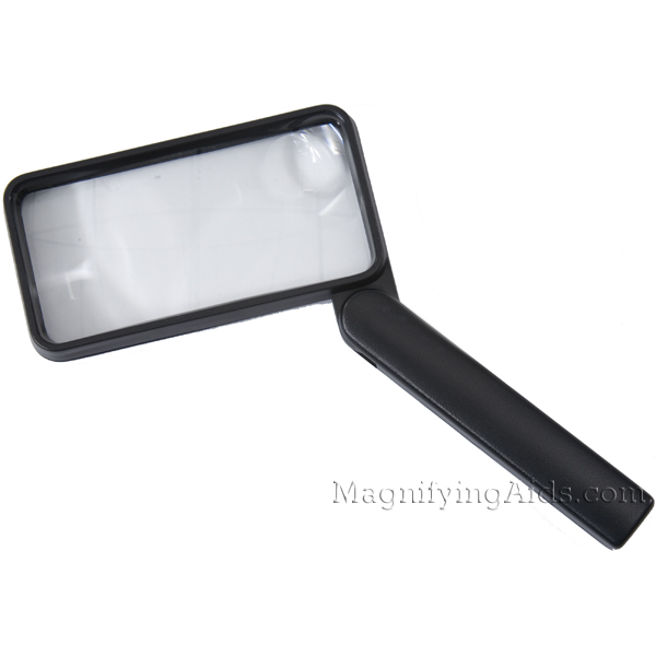 2X Folding Rectangular Magnifier -  2 x 4 Inch Lens