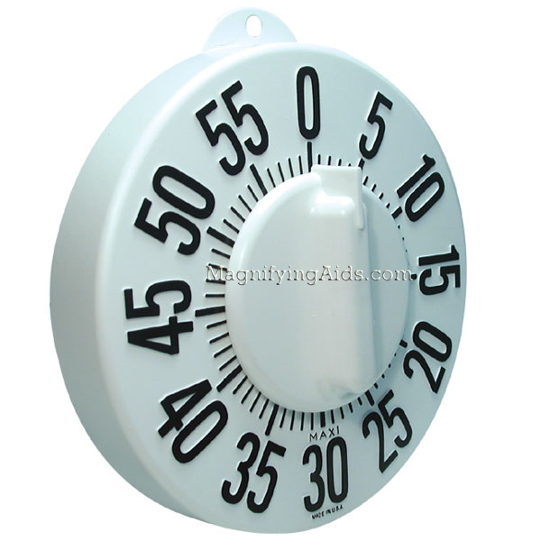 Tactile Low Vision Timer - White Dial, Black Numbers
