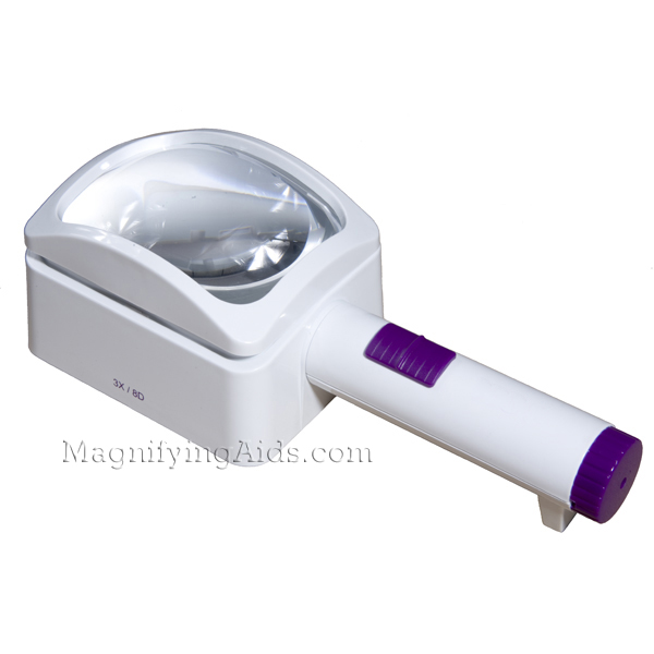 3X Rectangular LED Hand Held Stand Magnifier - 4 x 3 Inch Lens