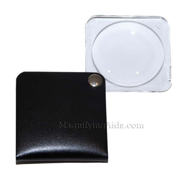 3.5X Eschenbach Leather Folding Square Pocket Magnifier - Black
