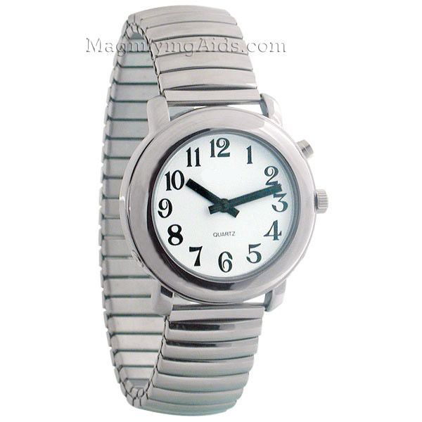 Unisex Chrome One Button Talking Watch