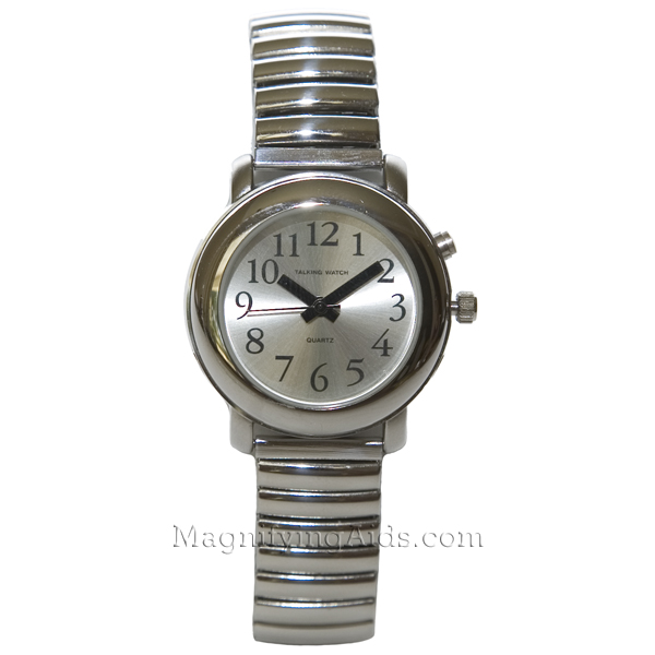 Unisex 1 Button Silver Tone Talking Watch