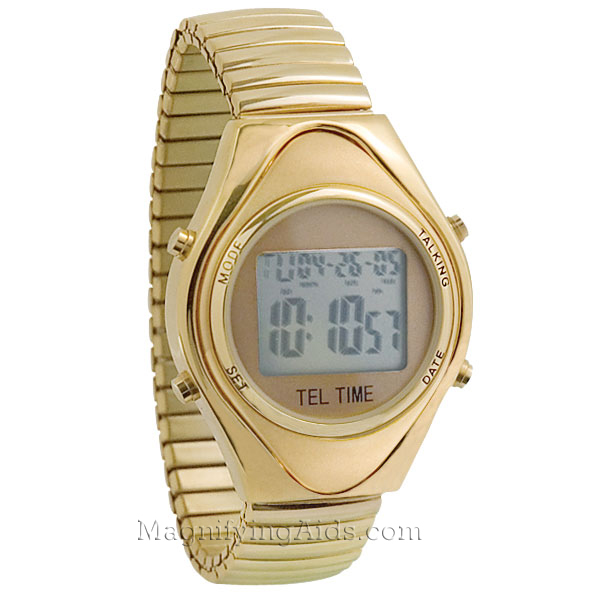 Men's Gold Talking Watch with Calendar - 4 Button