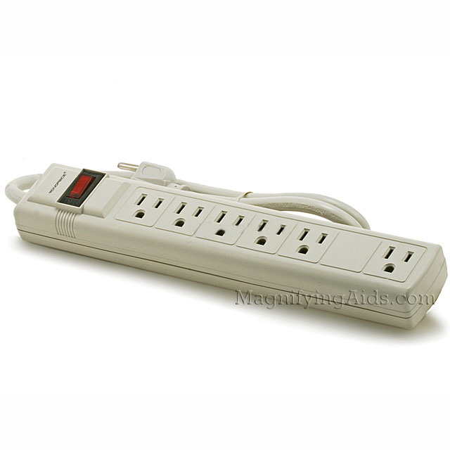 6 Outlet Power Strip 90 Joules Surge Protection - Plastic w/ 3FT Cord