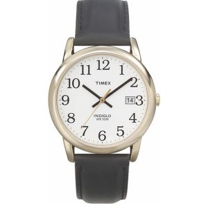 Timex Indiglo Watch Mens Gold with Leather Band