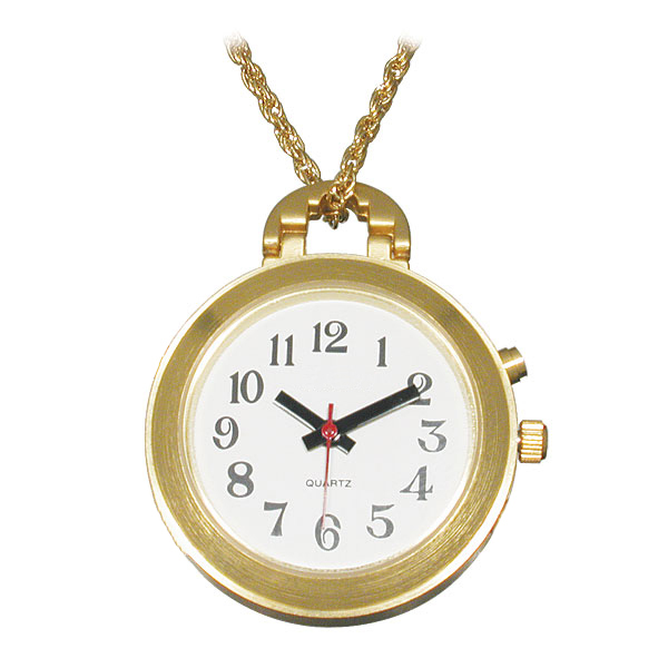 Ladies Gold Pendant Talking Watch with White Face